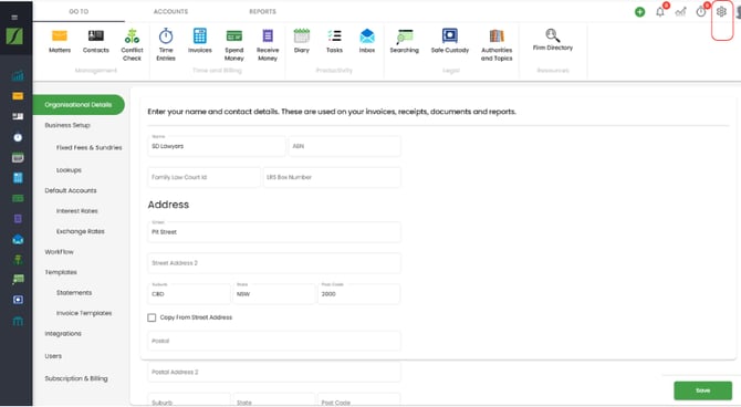 Edit org name and details