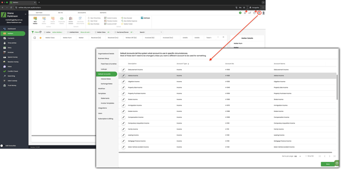Configuring income accounts 1 -