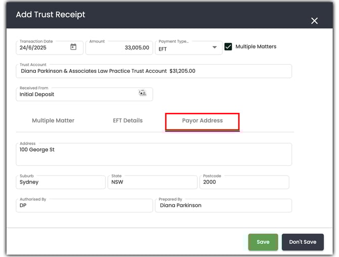 Initial Trust Deposit 5