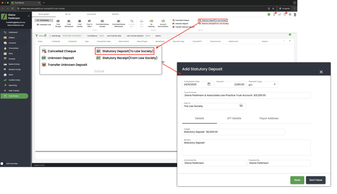 Initial trust deposit Step 5 - 1