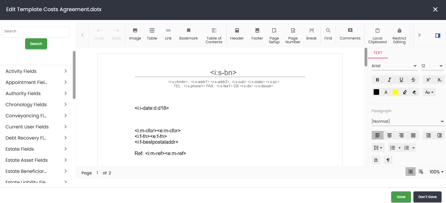 Editing / Coding Templates